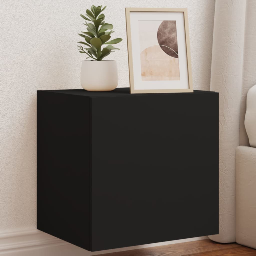 Vegghengte Tv-Benker Med Led 2 Stk Svart 40,5X35X40 Cm
