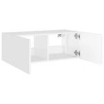 Vegghengt Tv-Benk Med Led Hvit 80X35X31 Cm