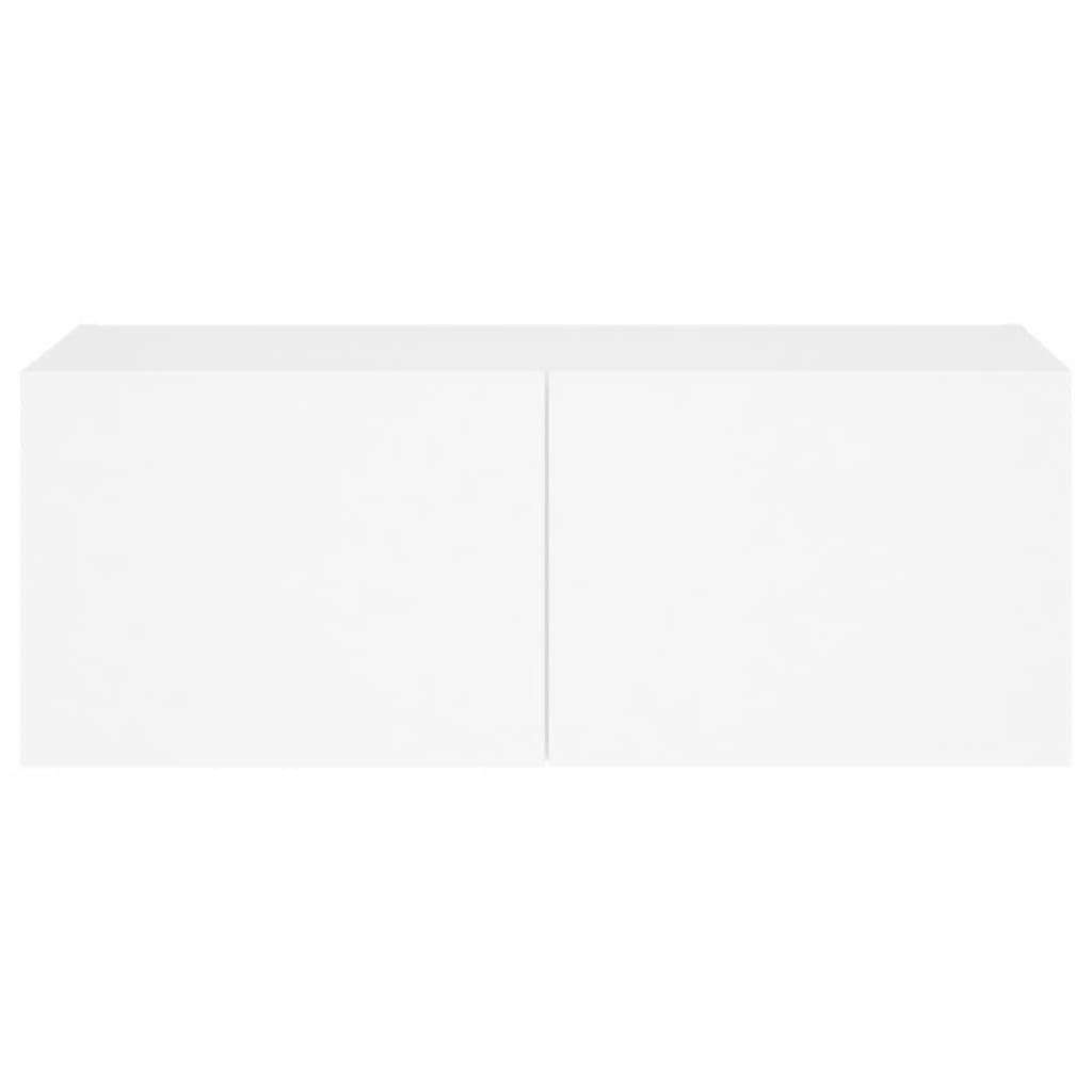 Vegghengt Tv-Benk Med Led Hvit 80X35X31 Cm