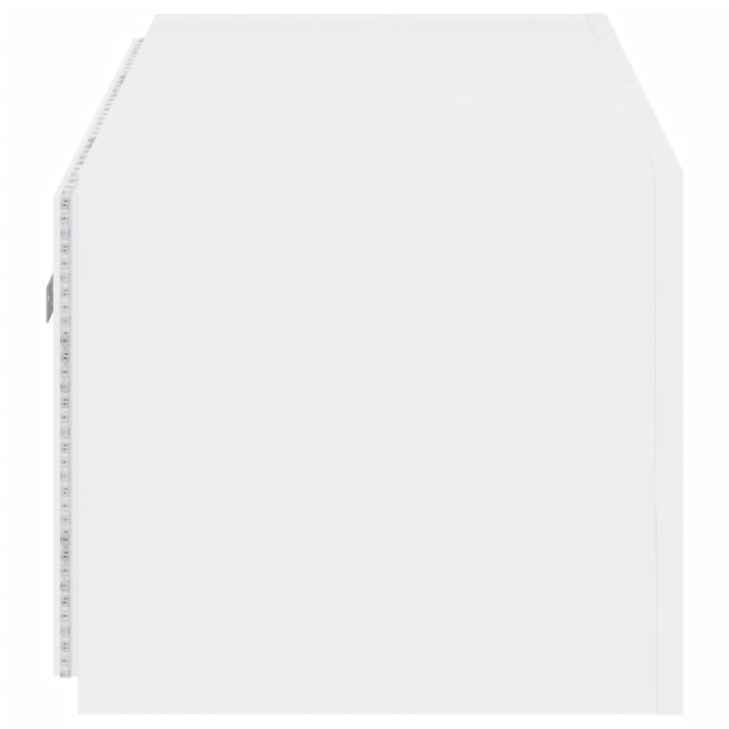Vegghengt Tv-Benk Med Led Hvit 80X35X31 Cm