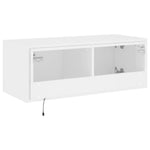 Vegghengt Tv-Benk Med Led Hvit 80X35X31 Cm
