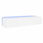 Vegghengte Tv-Benker Med Led 2 Stk Hvit 80X35X31 Cm