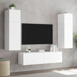Vegghengte Tv-Benker Med Led 2 Stk Hvit 80X35X31 Cm