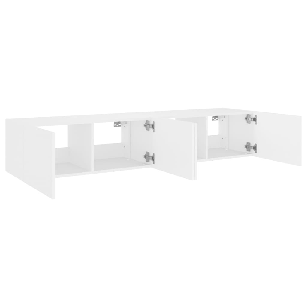 Vegghengte Tv-Benker Med Led 2 Stk Hvit 80X35X31 Cm