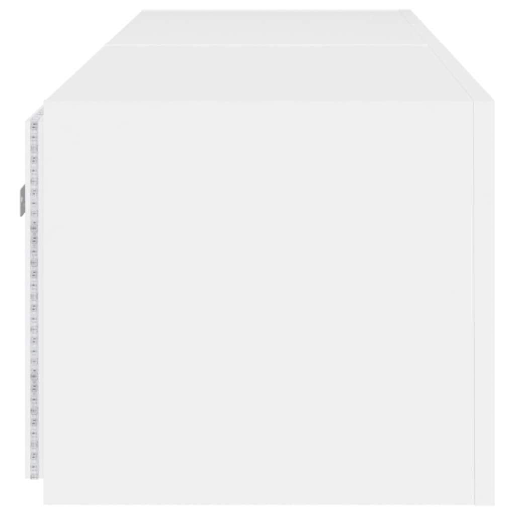 Vegghengte Tv-Benker Med Led 2 Stk Hvit 80X35X31 Cm