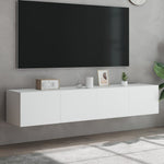 Vegghengte Tv-Benker Med Led 2 Stk Hvit 80X35X31 Cm
