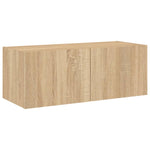 Vegghengt Tv-Benk Med Led Sonoma Eik 80X35X31 Cm