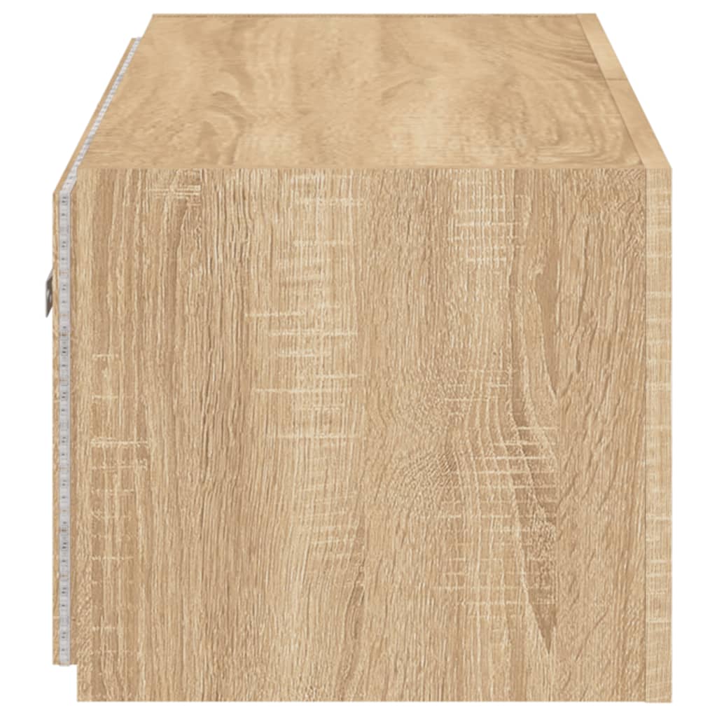 Vegghengt Tv-Benk Med Led Sonoma Eik 80X35X31 Cm