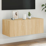 Vegghengt Tv-Benk Med Led Sonoma Eik 80X35X31 Cm