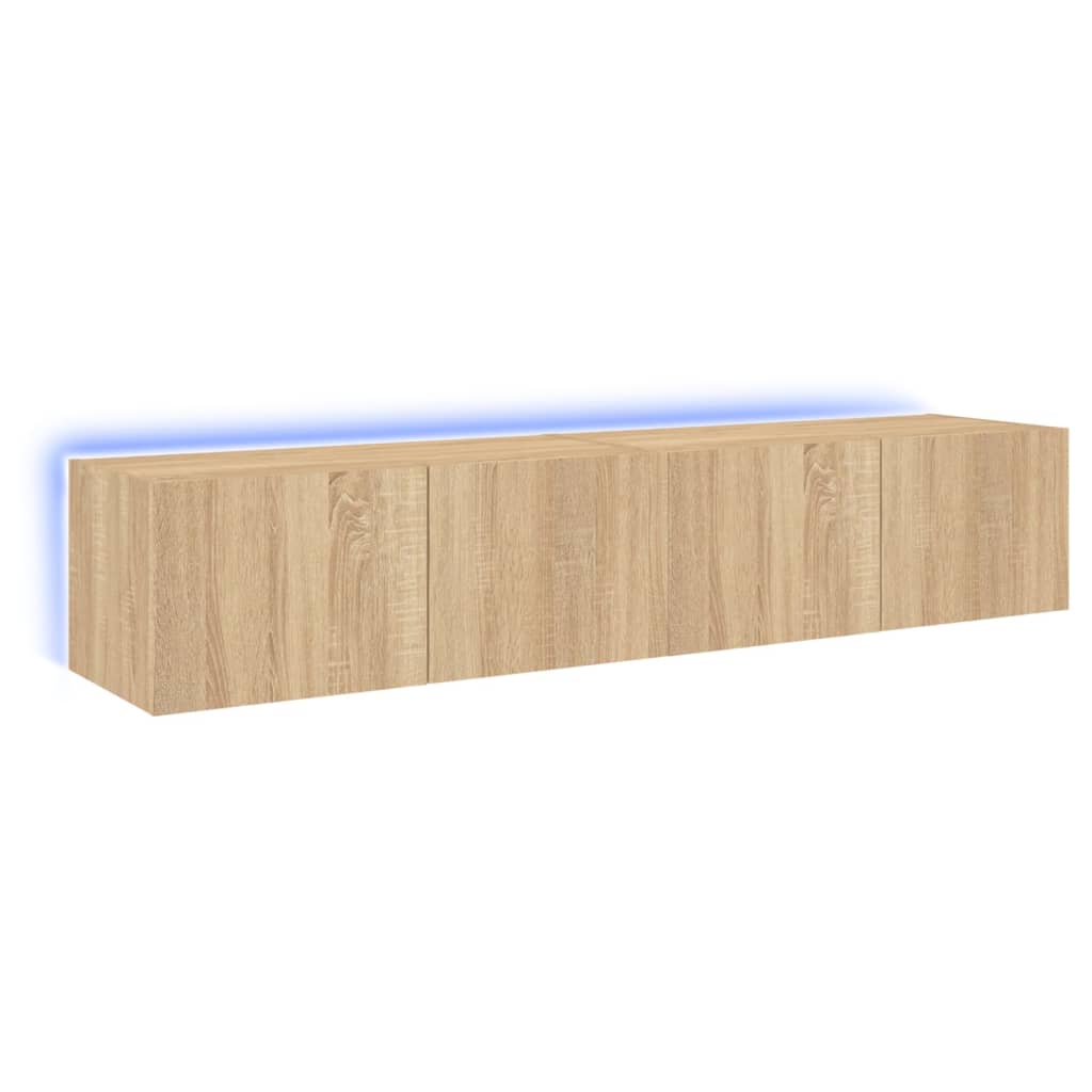 Vegghengte Tv-Benker Med Led 2 Stk Sonoma Eik 80X35X31 Cm