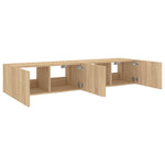 Vegghengte Tv-Benker Med Led 2 Stk Sonoma Eik 80X35X31 Cm