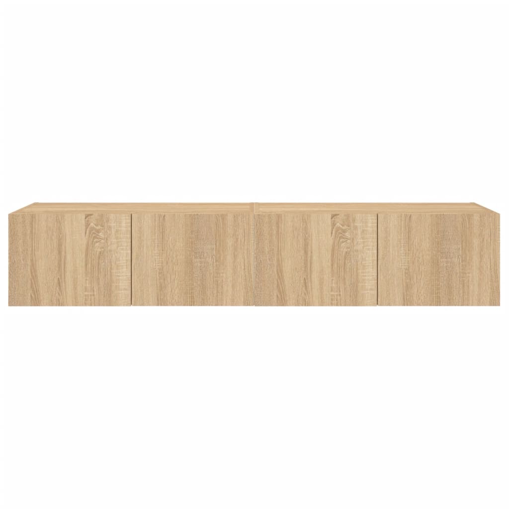 Vegghengte Tv-Benker Med Led 2 Stk Sonoma Eik 80X35X31 Cm