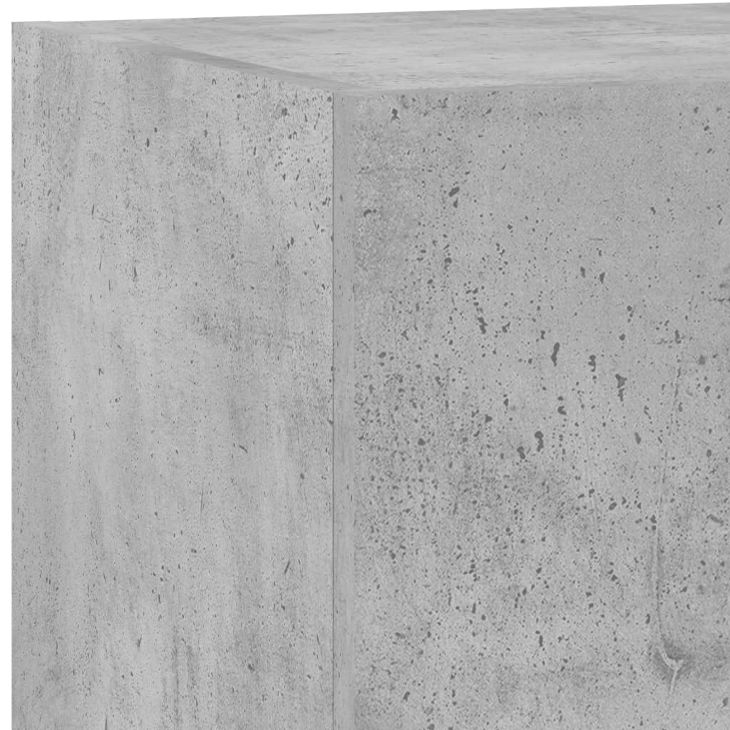 Vegghengt Tv-Benk Med Led-Lys Betonggrå 80X35X31 Cm