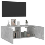 Vegghengt Tv-Benk Med Led-Lys Betonggrå 80X35X31 Cm