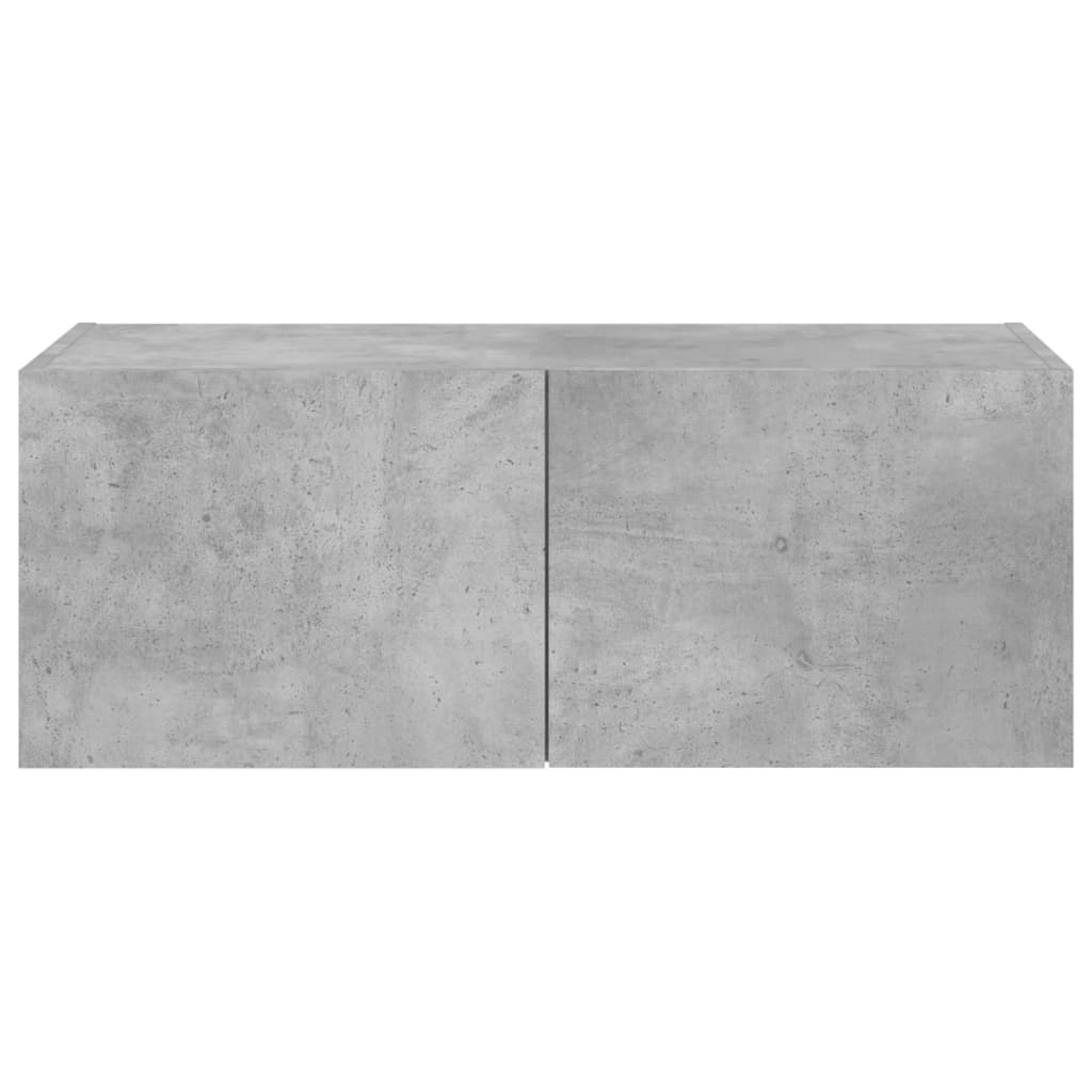 Vegghengt Tv-Benk Med Led-Lys Betonggrå 80X35X31 Cm