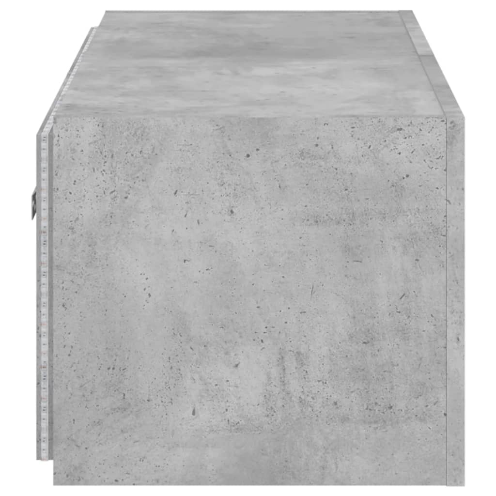 Vegghengt Tv-Benk Med Led-Lys Betonggrå 80X35X31 Cm