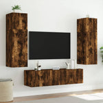 Vegghengt Tv-Benk Med Led Røkt Eik 80X35X31 Cm