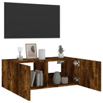 Vegghengt Tv-Benk Med Led Røkt Eik 80X35X31 Cm