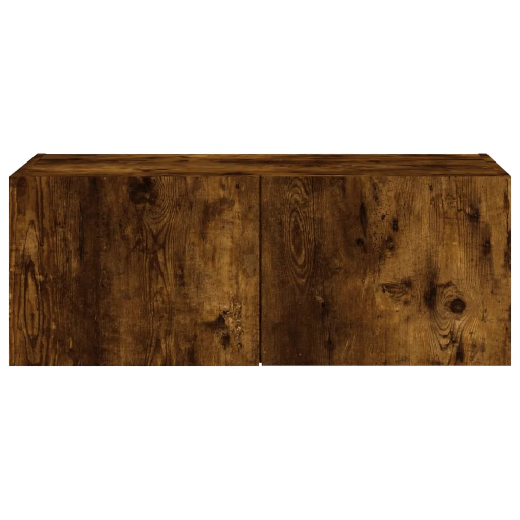 Vegghengt Tv-Benk Med Led Røkt Eik 80X35X31 Cm