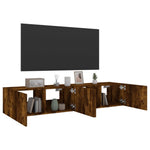 Tv-Benker Med Led-Lys 2 Stk Røkt Eik 80X35X31 Cm