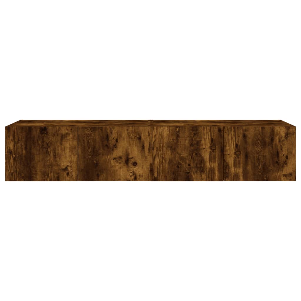 Tv-Benker Med Led-Lys 2 Stk Røkt Eik 80X35X31 Cm