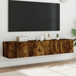 Tv-Benker Med Led-Lys 2 Stk Røkt Eik 80X35X31 Cm