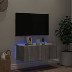 Vegghengt Tv-Benk Med Led Grå Sonoma 80X35X31 Cm