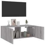 Vegghengt Tv-Benk Med Led Grå Sonoma 80X35X31 Cm