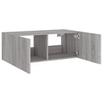 Vegghengt Tv-Benk Med Led Grå Sonoma 80X35X31 Cm