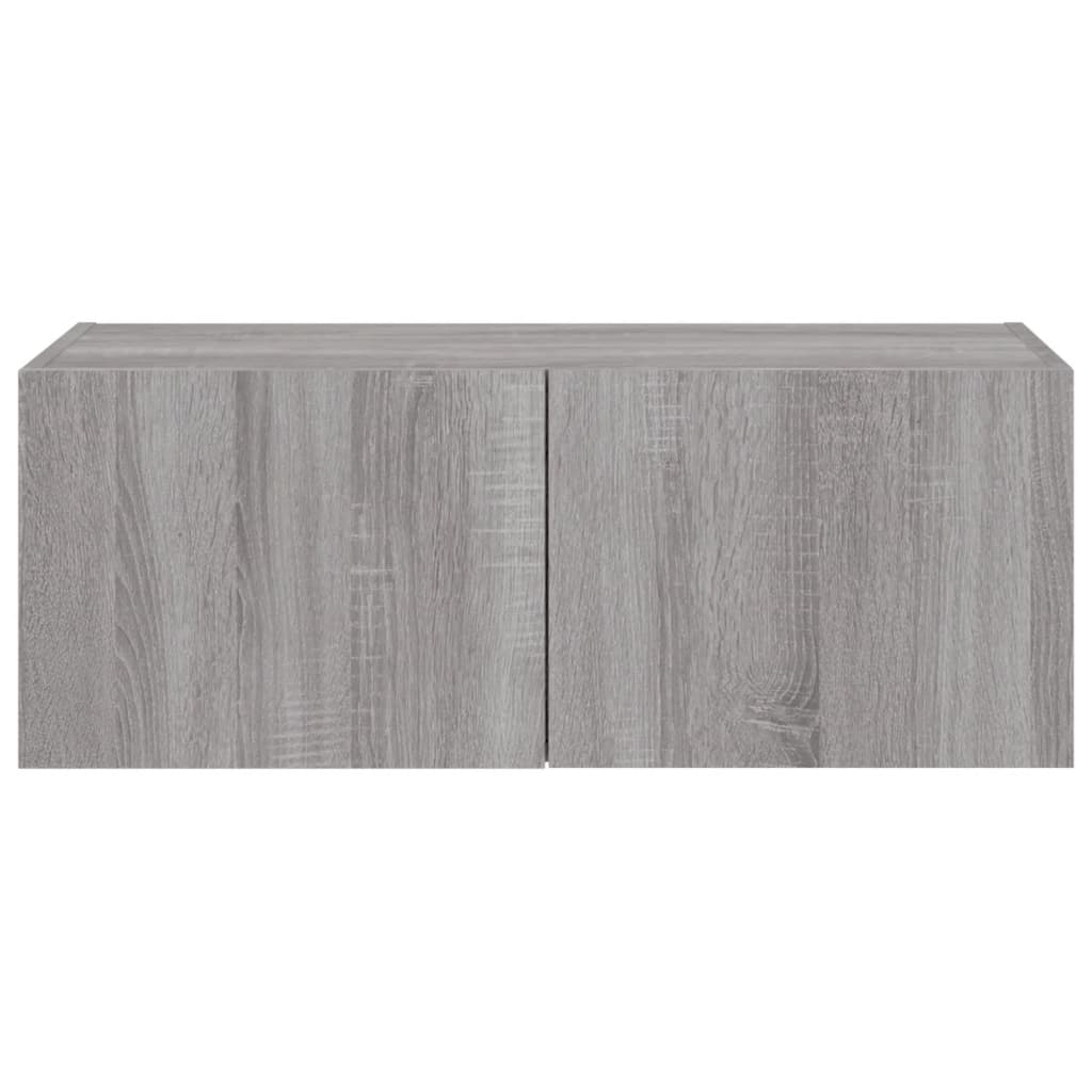 Vegghengt Tv-Benk Med Led Grå Sonoma 80X35X31 Cm