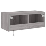 Vegghengt Tv-Benk Med Led Grå Sonoma 80X35X31 Cm