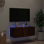 Vegghengt Tv-Benk Med Led Brun Eik 80X35X31 Cm