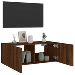 Vegghengt Tv-Benk Med Led Brun Eik 80X35X31 Cm