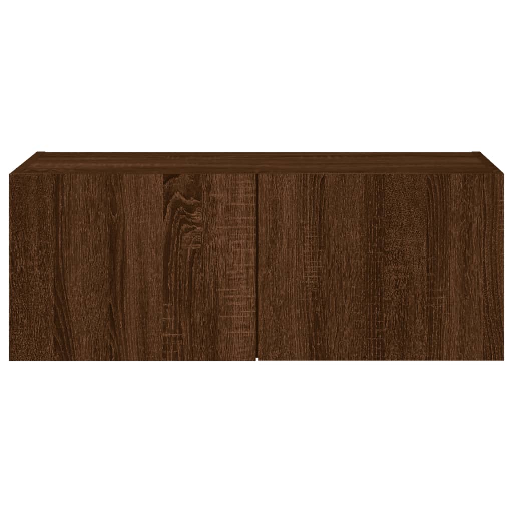 Vegghengt Tv-Benk Med Led Brun Eik 80X35X31 Cm
