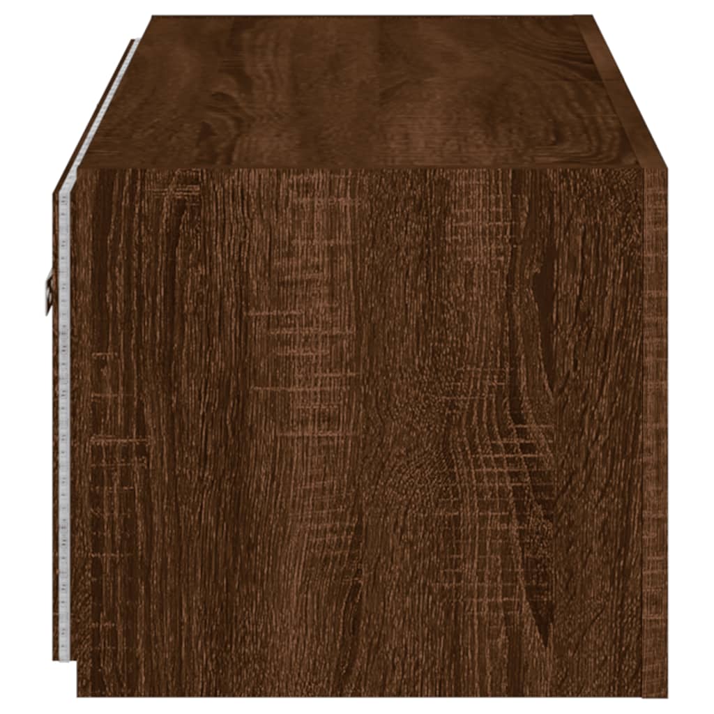 Vegghengt Tv-Benk Med Led Brun Eik 80X35X31 Cm