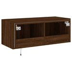 Vegghengt Tv-Benk Med Led Brun Eik 80X35X31 Cm