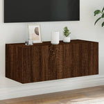 Vegghengt Tv-Benk Med Led Brun Eik 80X35X31 Cm