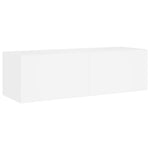 Vegghengt Tv-Benk Med Led Hvit 100X35X31 Cm