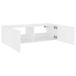 Vegghengt Tv-Benk Med Led Hvit 100X35X31 Cm