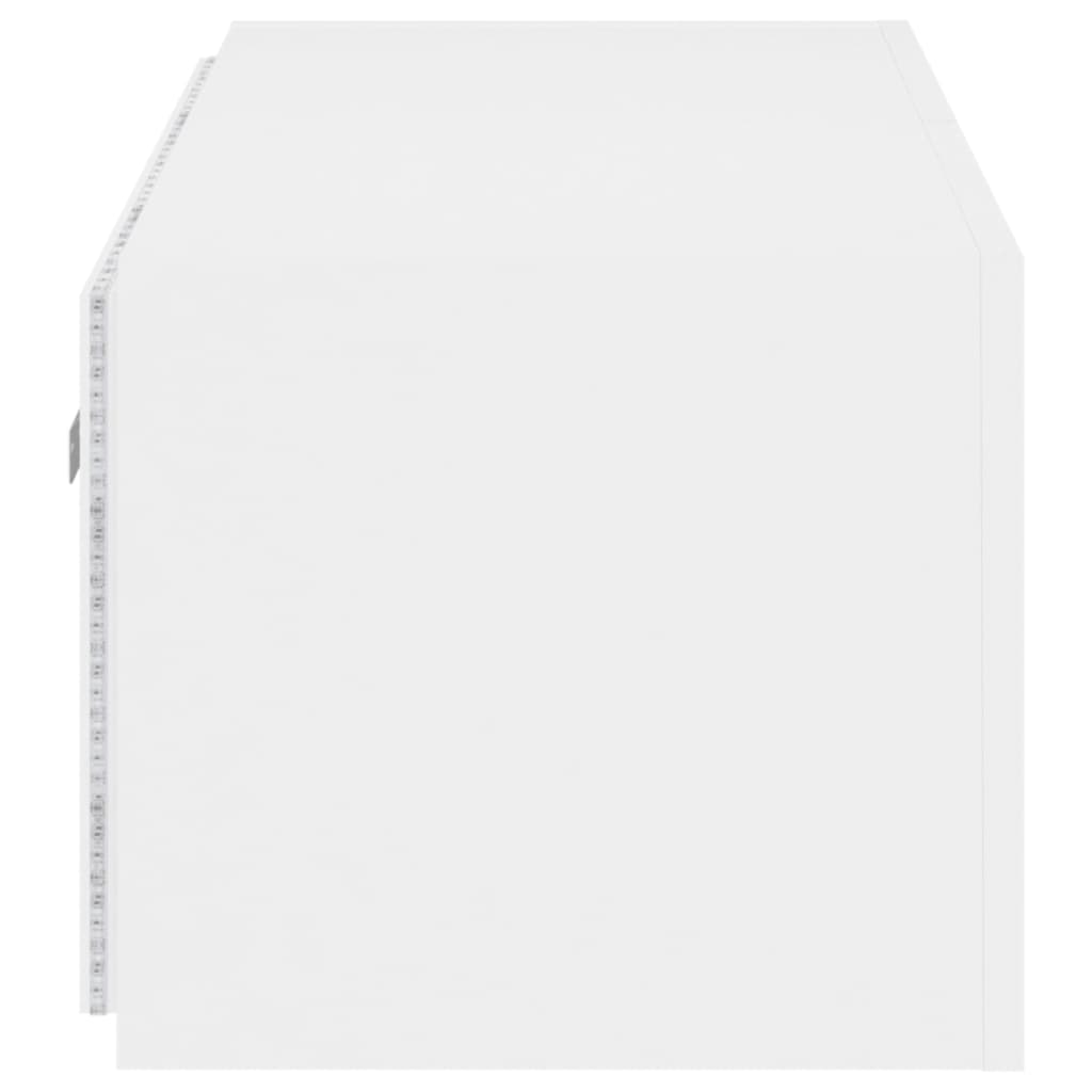 Vegghengt Tv-Benk Med Led Hvit 100X35X31 Cm