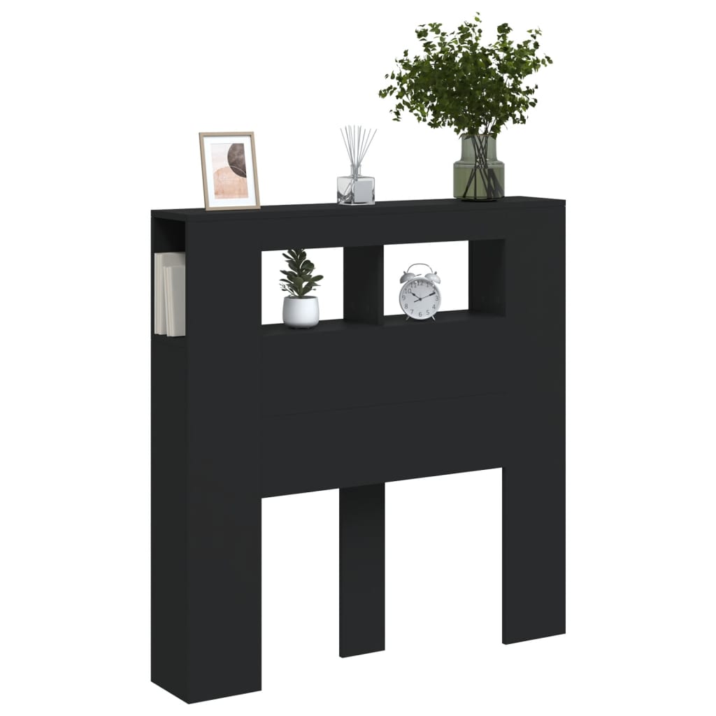 Sengegavl Med Led Svart 100X18,5X103,5 Cm Konstruert Tre