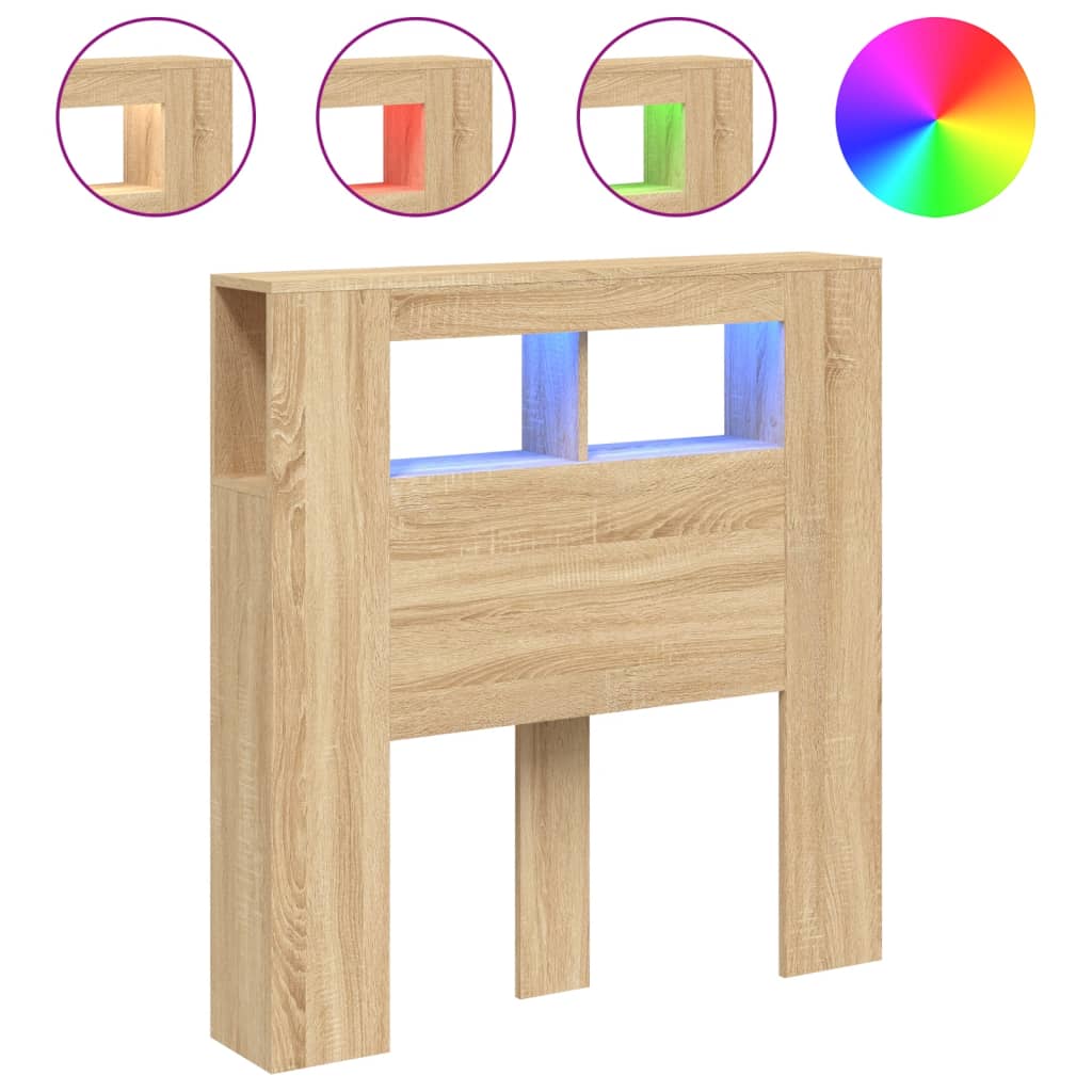 Sengegavl Med Led Sonoma Eik 100X18,5X103,5 Cm Konstruert Tre
