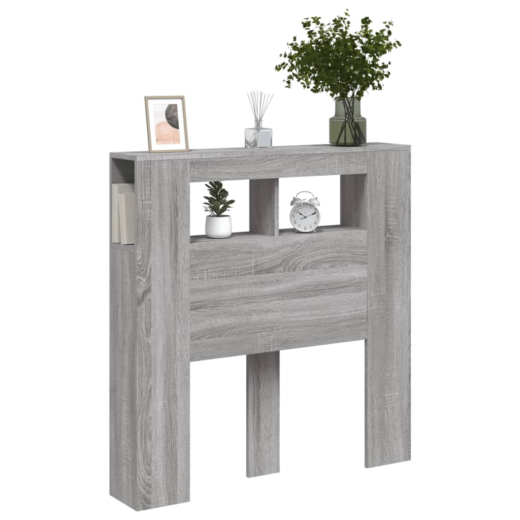 Sengegavl Med Led Grå Sonoma 100X18,5X103,5 Cm Konstruert Tre