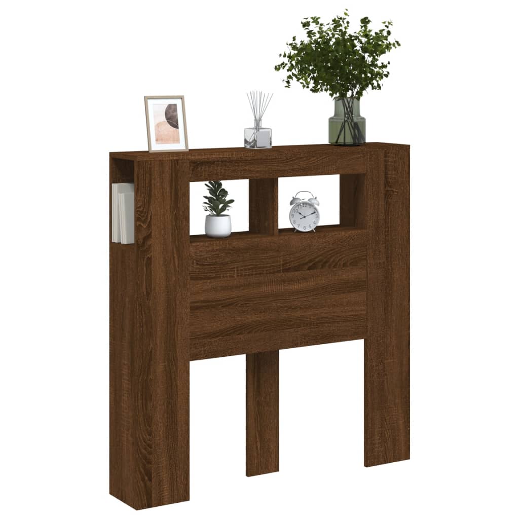Sengegavl Med Led Brun Eik 100X18,5X103,5 Cm Konstruert Tre