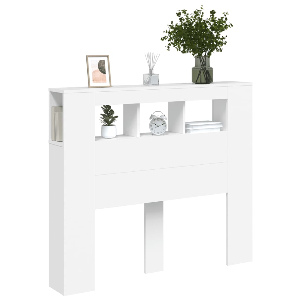 Sengegavl Med Led Hvit 120X18,5X103,5 Cm Konstruert Tre