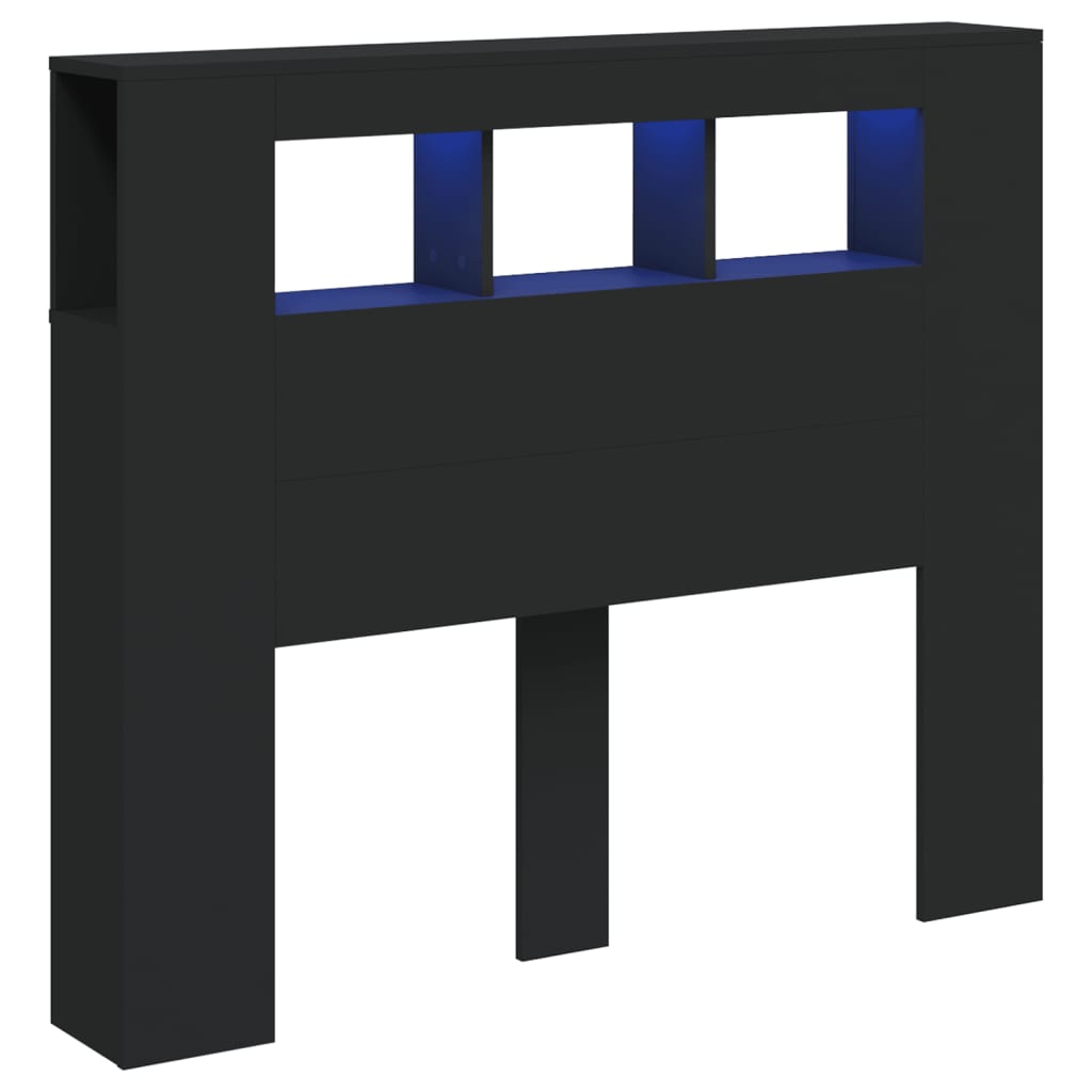 Sengegavl Med Led Svart 120X18,5X103,5 Cm Konstruert Tre