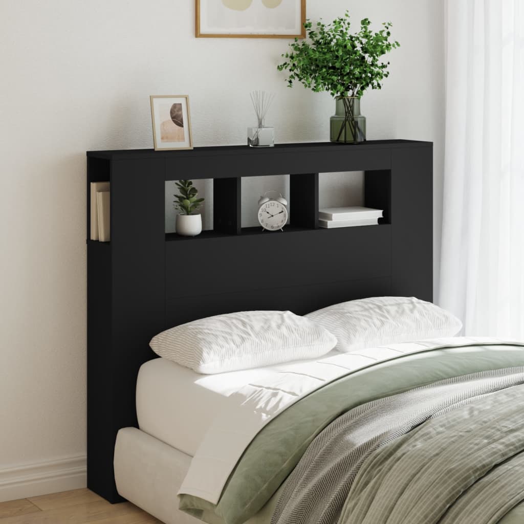 Sengegavl Med Led Svart 120X18,5X103,5 Cm Konstruert Tre