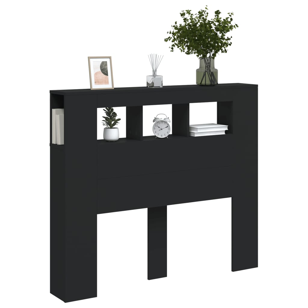Sengegavl Med Led Svart 120X18,5X103,5 Cm Konstruert Tre