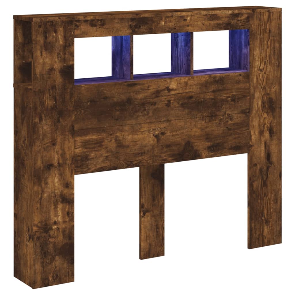 Sengegavl Med Led Røkt Eik 120X18,5X103,5 Cm Konstruert Tre