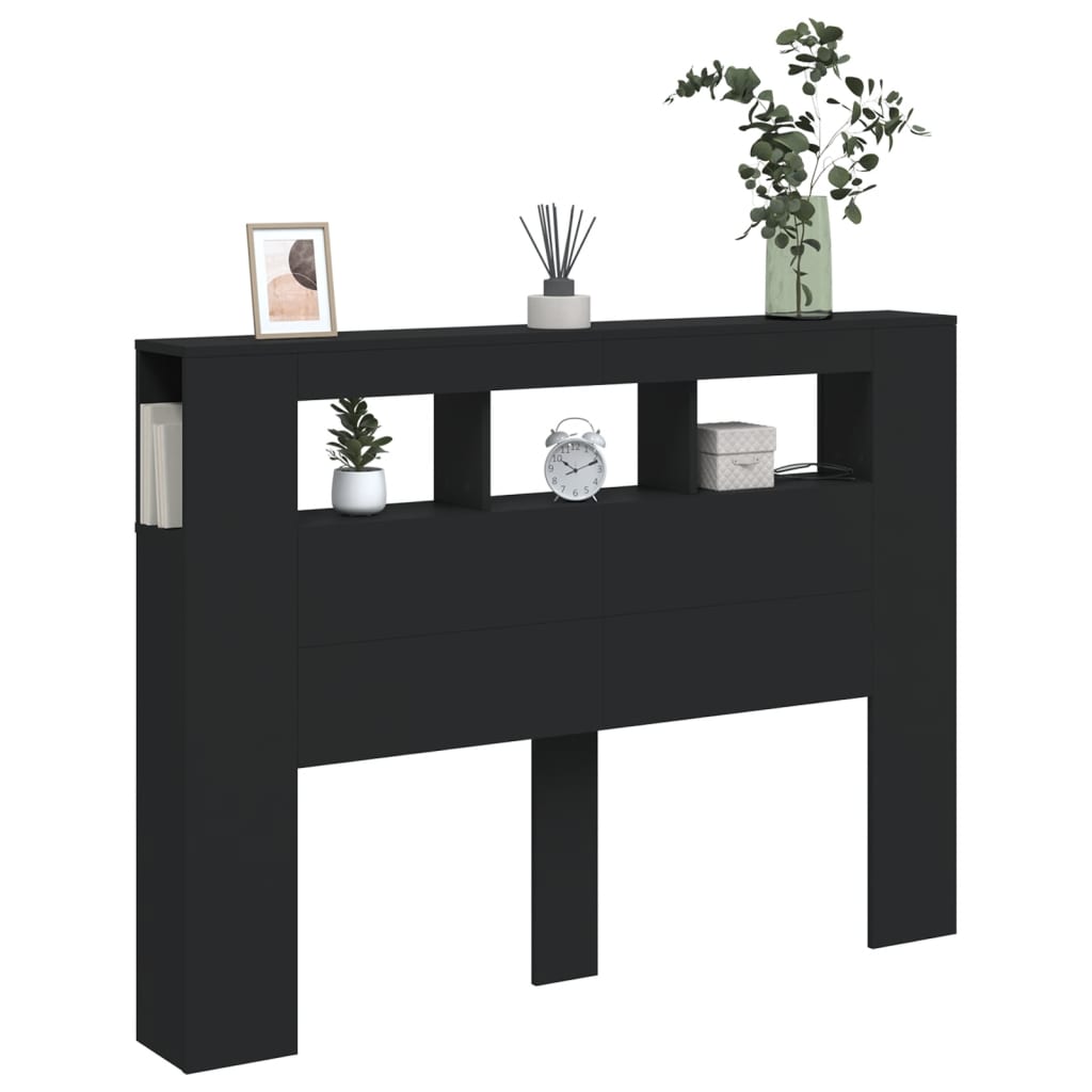 Sengegavl Med Led Svart 140X18,5X103,5 Cm Konstruert Tre